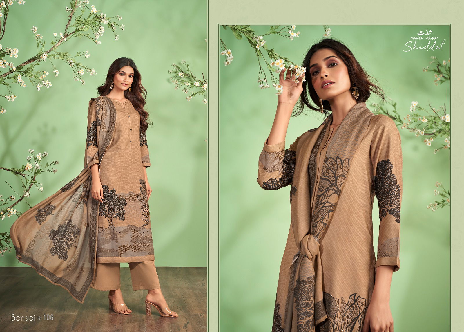 Bonsai By Esta Shiddat Printed Pashmina Dress Material Catalog